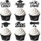48 PCS Graduation Cupcake Toppers 2026 – Glitter Class of 2026 Cake Picks, Black Graduation Party Decorations, Cupcake & Dessert Table Centerpieces for Graduation Celebrations